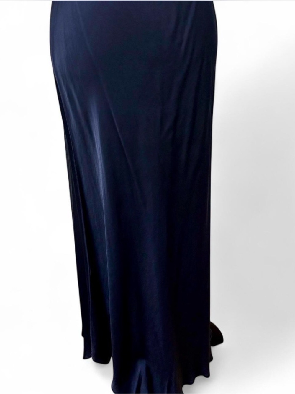 Elegant Navy Blue Silky Maxi Skirt